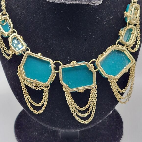 Vintage Pirate Drippy Teal Chain Necklace 22.5in - Picture 4 of 4